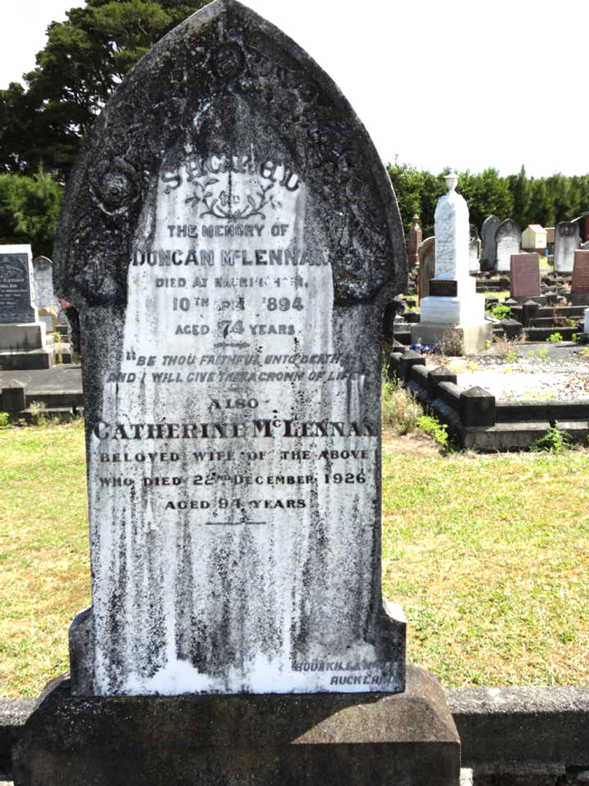 Photo of headstones/Duncan McLennan d 1894 hdstn Kauri cem